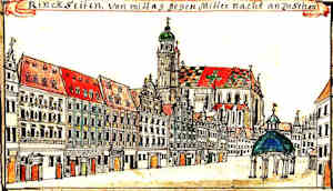 Ringseiten von Mittag gegen Mitternacht an zu sehen - Rynek Główny, widok z południa na północ